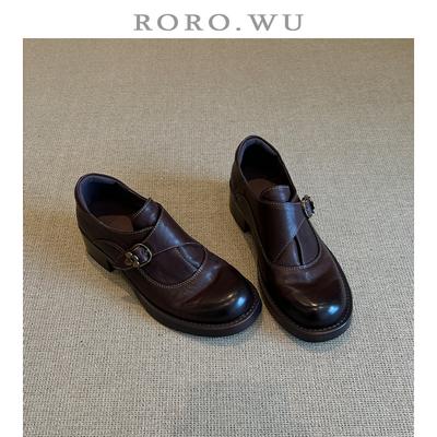 Версия из мягкой кожи~ Женские лоферы на платформе в британском стиле 2025 года, туфли на небольшом толстом каблуке, ретро коричневые туфли из маленькой кожи