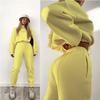 Women Solid Color Long Sleeve High Neck Hoodies Suit Autumn Winter Loose Top Wide Leg Pants