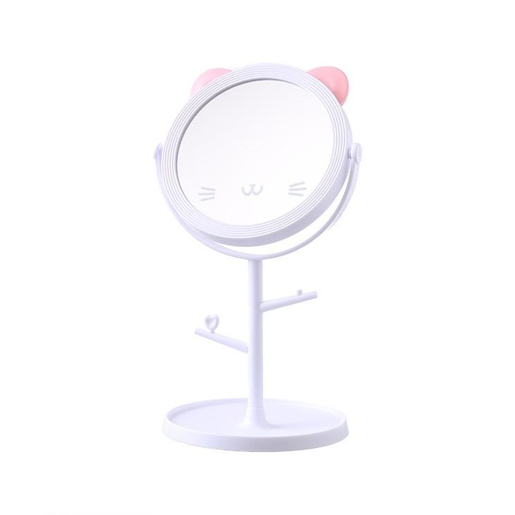 Зеркало для макияжа «Кошачьи ушки», Настольное, Поворотное, Высокой четкости, Креативное зеркало в стиле «принцесса» для туалетного столика девочки