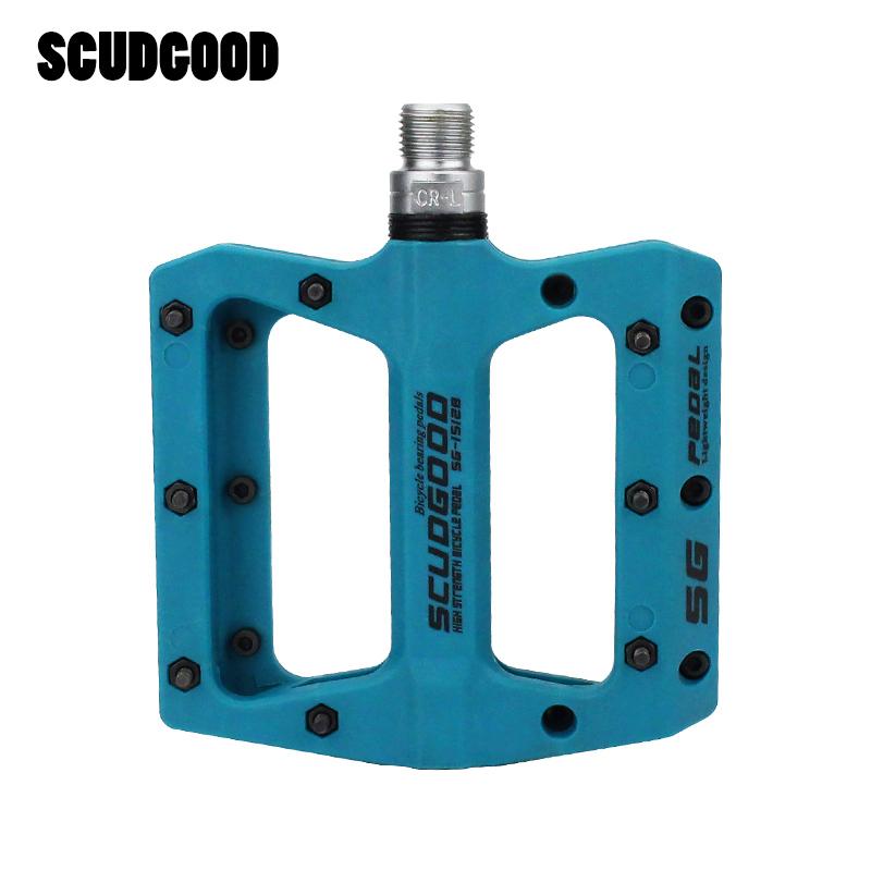 SCUDGOOD Bicycle Pedals Nylon Fiber Ultra-light Mountain Bike Pedal 4 Colors Big Foot Road Bike Bearing Pedals Cycling Parts