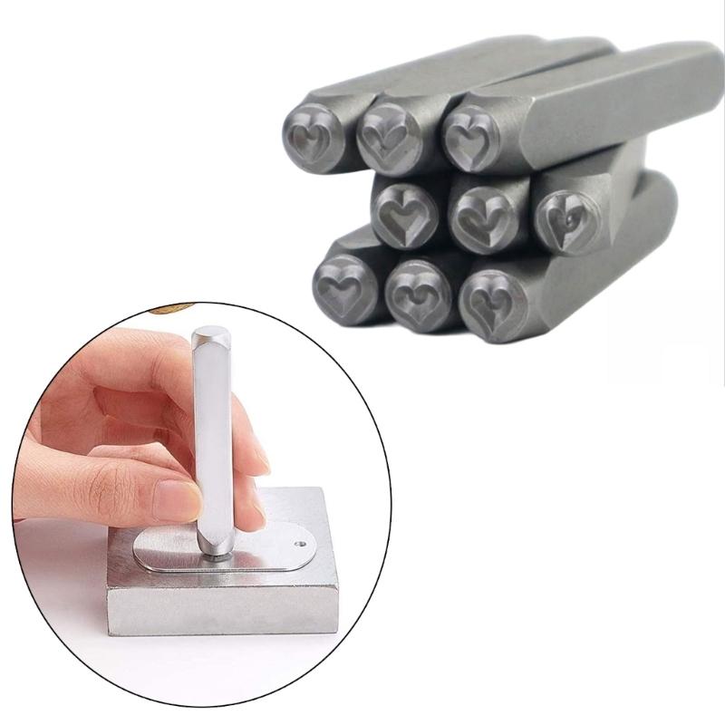 Набор металлических штампов для ювелирных изделий 3/6 мм, штамп-пуансон для кожи в форме сердца, рабочий инструмент для штамповки ювелирных изделий, ремесленный проект