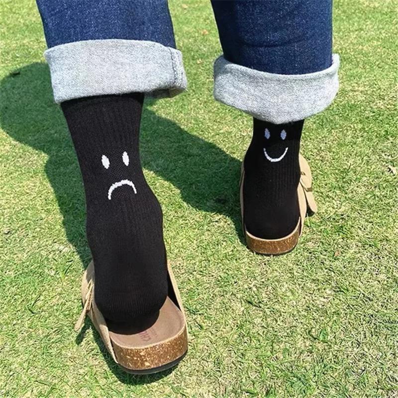 New Tide Brand Behind Crying Face A B Socks Creative Funny Sports Pure Color Couples Socks Tide Cotton Socks Men Women