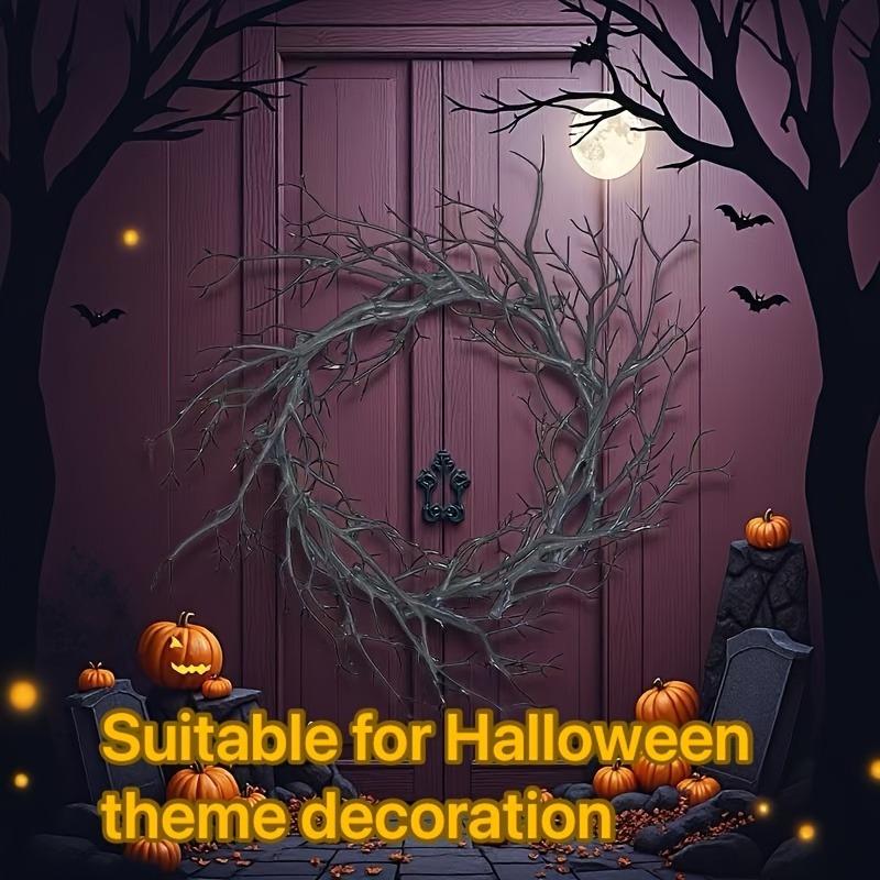 Spooky Black Branch Halloween Wreath Decoration - Vintage Indoor/Outdoor Wall-Mounted Hanging Garland with Twisted Branches