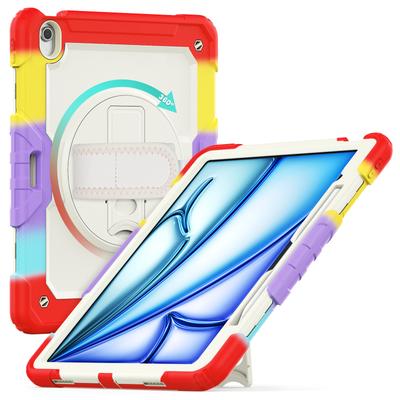 Для iPad Эйр 13 (2025)/(2024) Чехол-ремешок на руку с подставкой для ПК + силиконовый чехол для планшета с пленкой для экрана из ПЭТ