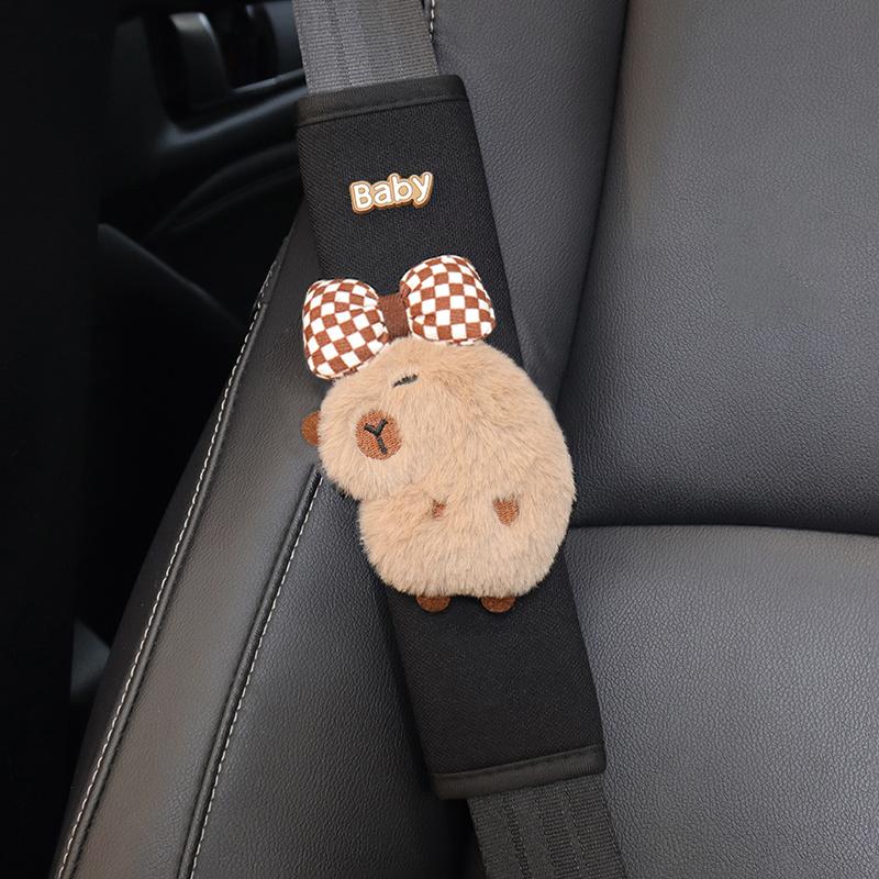 Four Season Universal Ice Silk Car Seatbelt Cover Cute Cartoon Capybara Safety Belt Harness Cushion Shoulder Pad for Car Truck