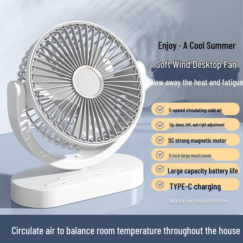Dual-Head USB Rechargeable Night Light Fan for Air Circulation – Ideal for Outdoor, Dorm, or Office with Long Battery Life