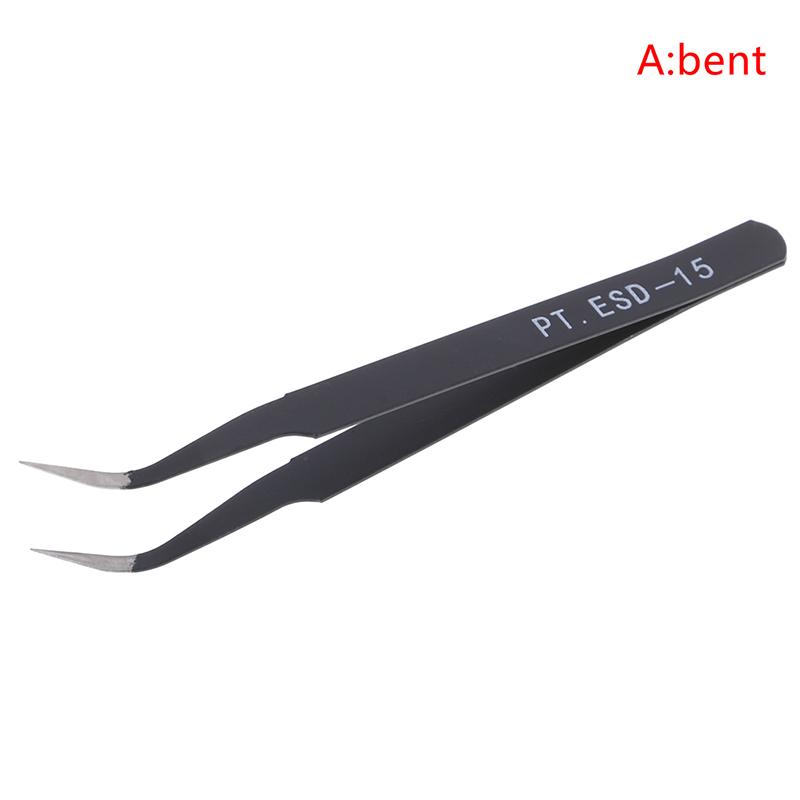 1Pc Micro Point Curved Straight Tweezers Fine Tip Stainless Steel