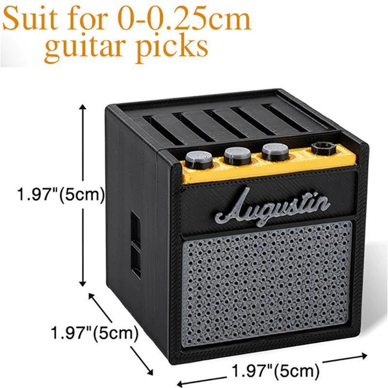 Guitar Picks Holder Box, Amp Speaker Pick Holder with 5 Celluloid Guitar Picks, Guitar Pick Storage Box Set for Guitar, Bass, Uk