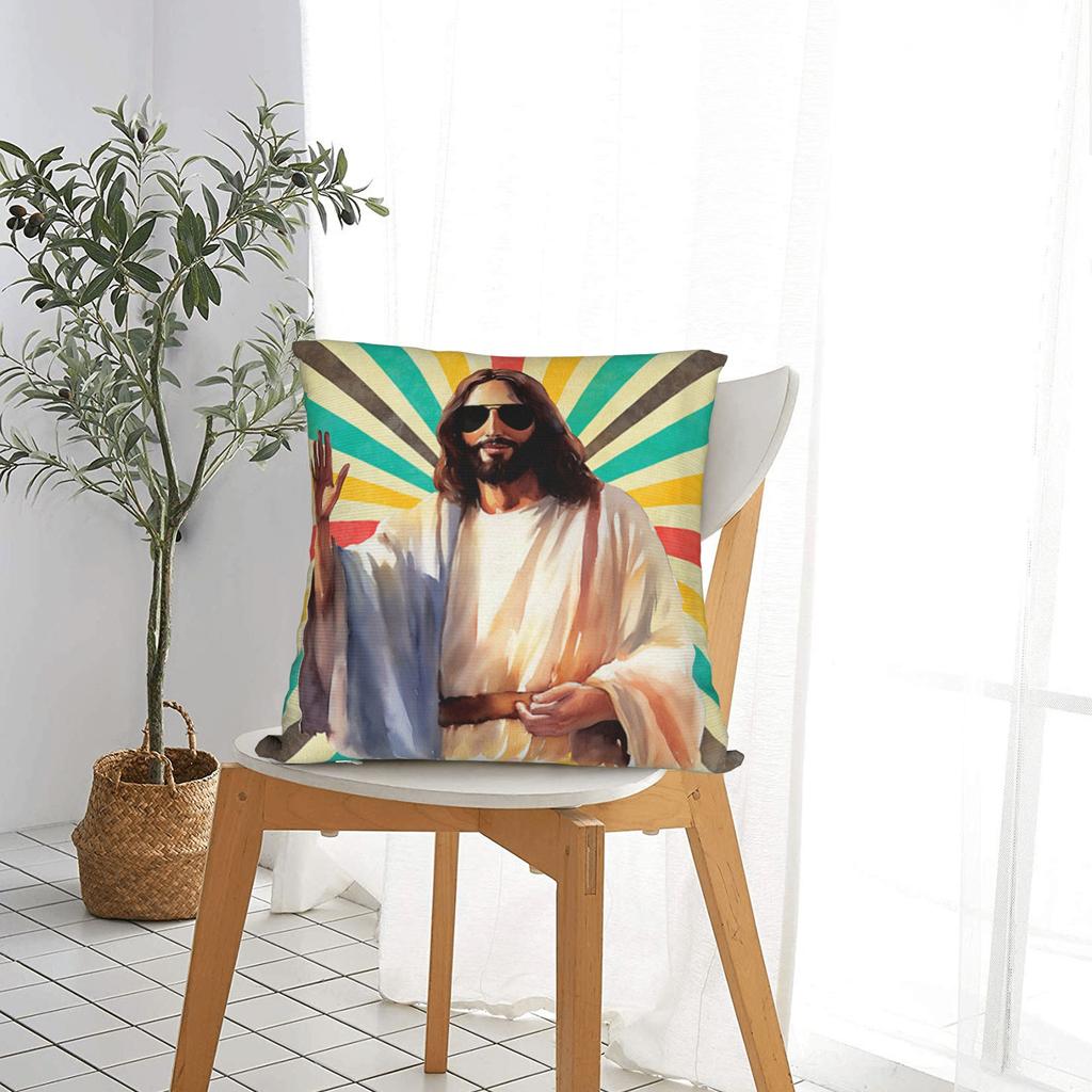 Easter Yolo Jk Brb Jesus Pillow Cover Comfy Cushion Cover Retro Trendy Pillow Case For Living Room Bed Chair