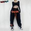 Harajuku Womens Letter Embroidery Jogging Pants Causal European Streetwear Hip Hop Oversized Loose Wide Leg Trouser for Girls Ins Style