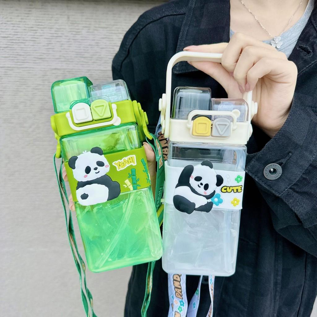 Panda Water Bottle For Kids With Straw And Ecofriendly Pc Material Perfect For Outdoor And Gift Use