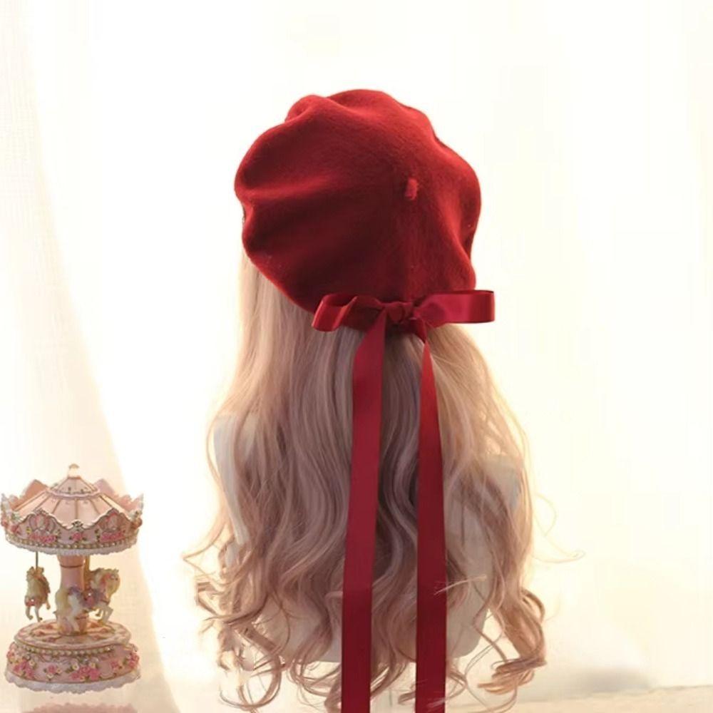 Sweet Lolita Beret Warm Beanie Cap Decorate Painter Hat Women Headdress