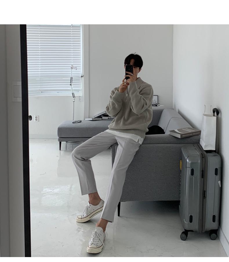 Мужской ретро свитер с лацканом на молнии - Повседневный корейский стиль для осени/зимы