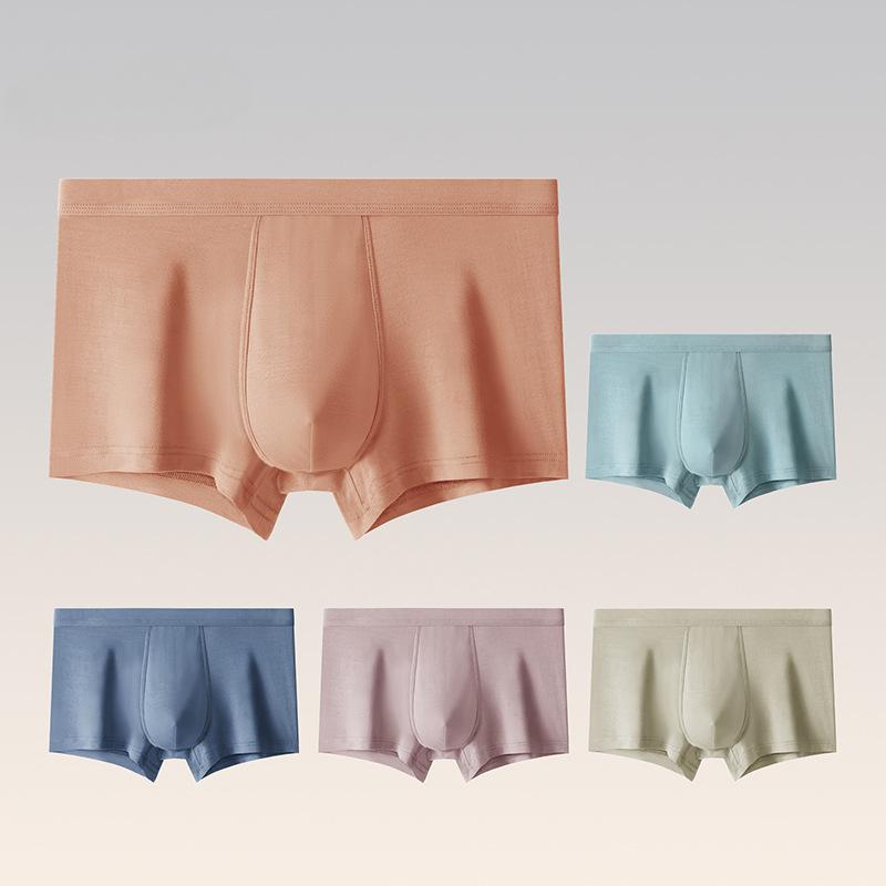 Мужское нижнее белье из модала, антибактериальные шорты-боксеры со средней талией, бесшовные дышащие шорты-боксеры