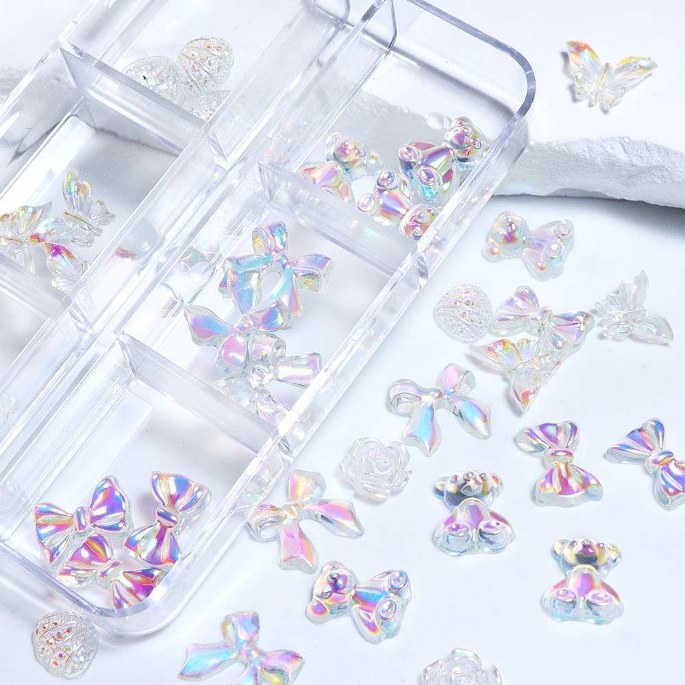 Украшения для маникюра Цветочные аксессуары для ногтей Смоляные подвески для ногтей Стразы для ногтей в виде медведя Маникюрша