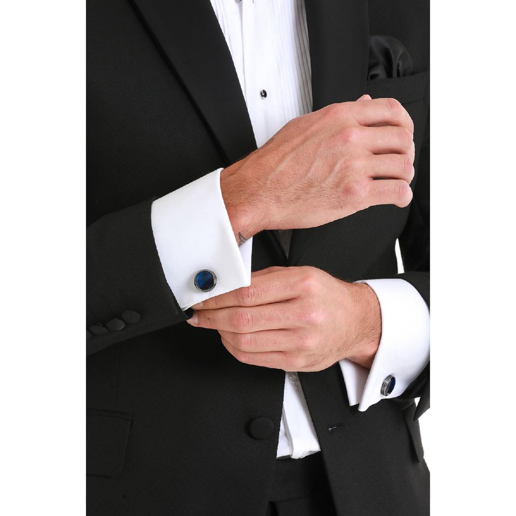 Черная однотонная круглая запонка