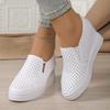 Туфли на толстой подошве со скрытым танкеткой для женщин, однотонные дышащие повседневные кроссовки, женские удобные белые кроссовки на платформе