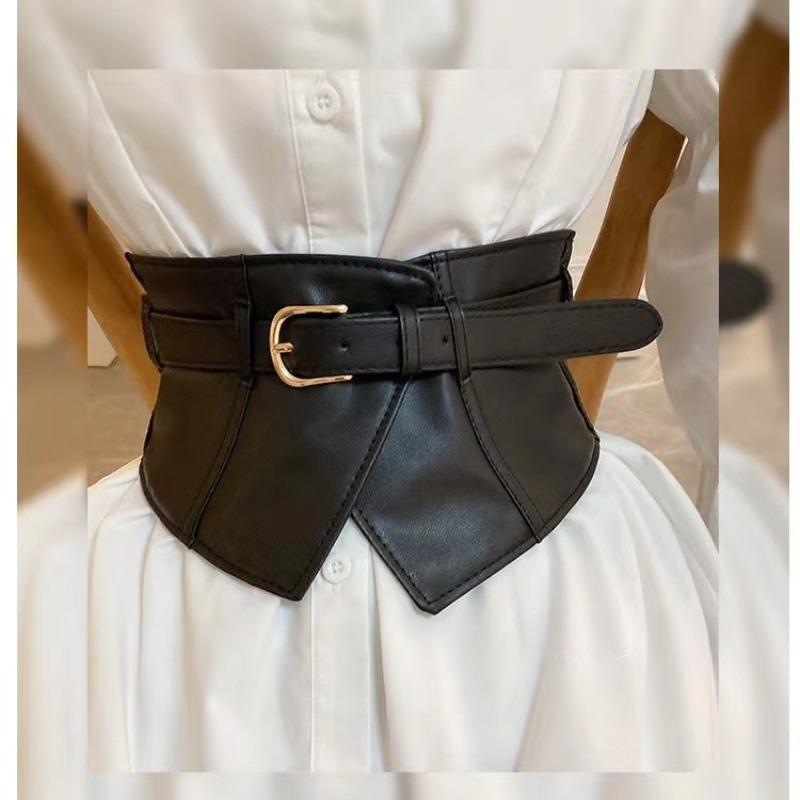 Классический широкий ремень с пряжкой, черный эластичный пояс из искусственной кожи, модный пояс-корсет, классический пояс для пальто и платья для женщин и девочек
