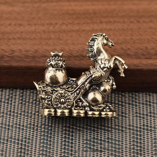 Статуэтка Лошади Фэн-шуй 2026 Год Лошади Настольные Латунные Украшения Китайский Новый Год Благословение Сувенир Скульптура Зодиакального Животного для Фестиваля Домашний Декор