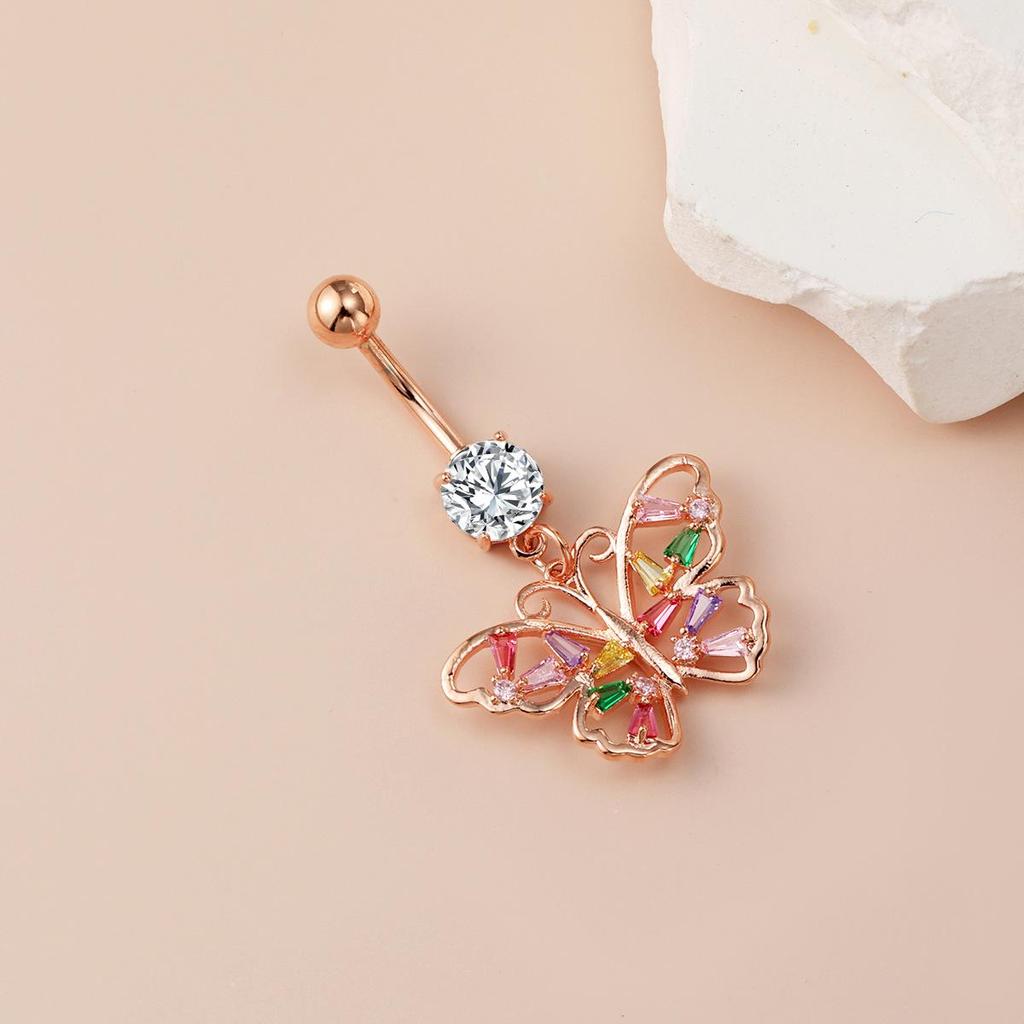Butterfly Fantasy Zircon Belly Button Ring - Trendy European & American Style