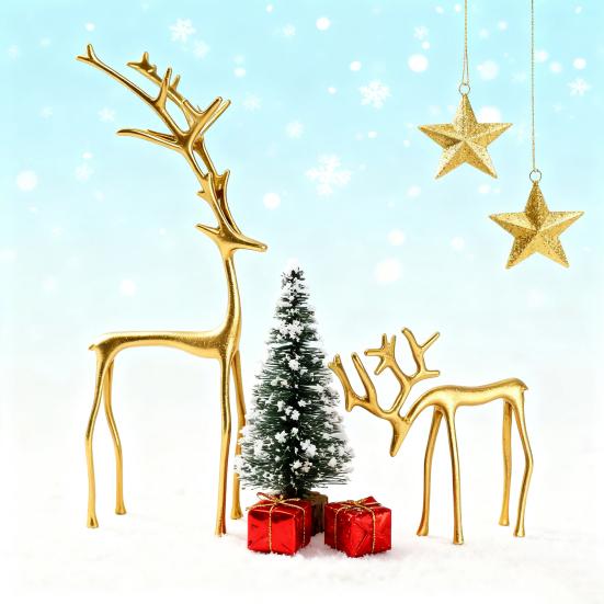 Минималистичная статуэтка оленя, художественная скульптура оленя из сплава, современное абстрактное золотое украшение оленя для рождественского стола, каминной полки, гостиной