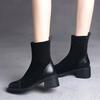 Fashion Round Toe Half High Boots for Women Black Warm 2025 New Trend Fashion Boot Chic and Elegant Gothic Luxury Mid Calf Shoes Woman