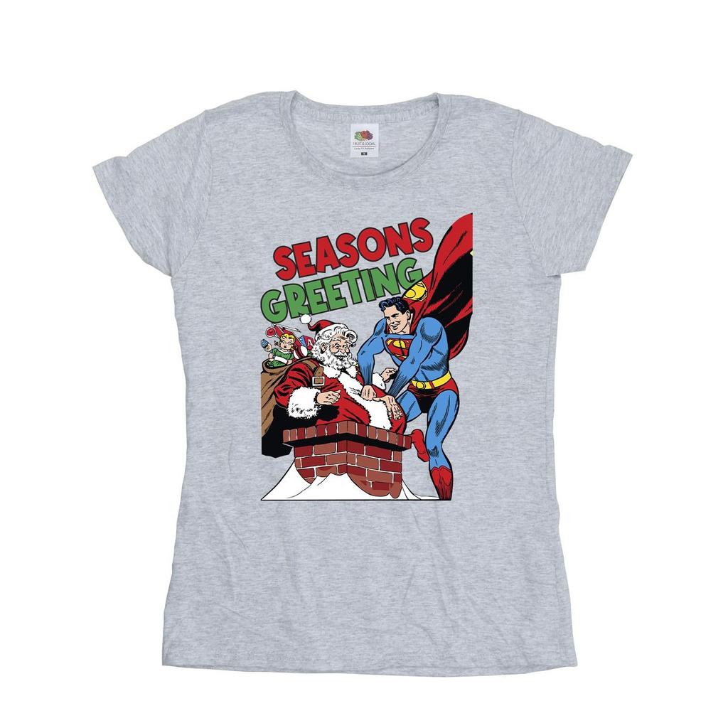DC Comics Womens/Ladies Superman Santa Comic Cotton T-Shirt