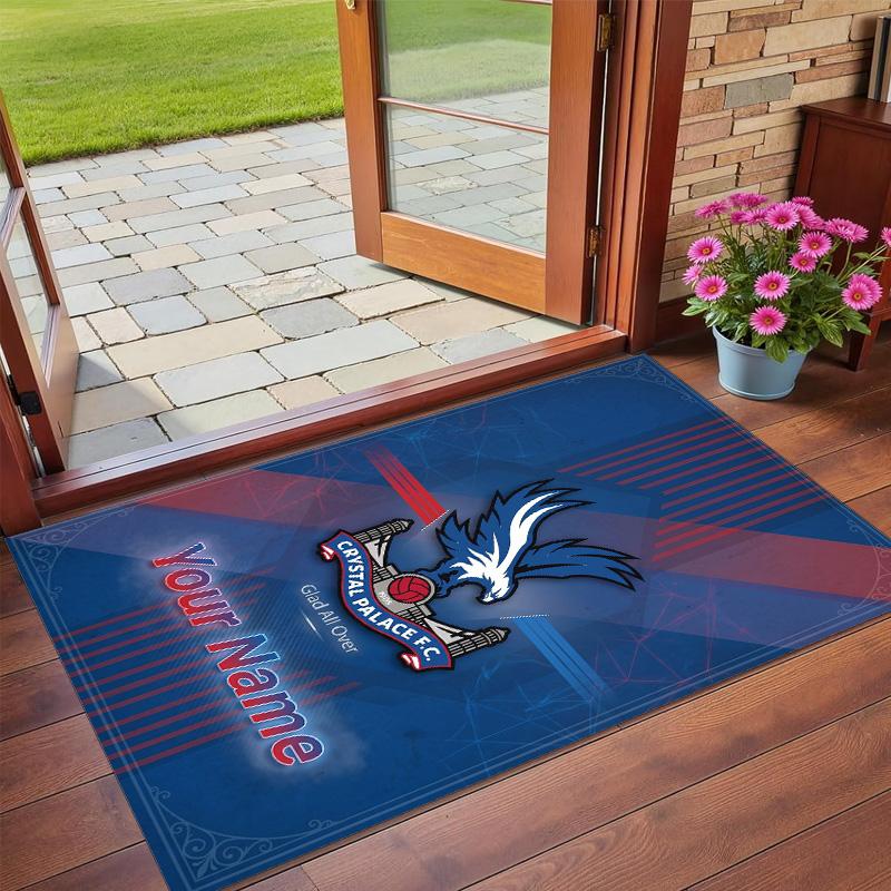 Crystal Velvet Rug Custom Name Text, Soft Non Slip Floor Mat Home DecorCrystal Palace