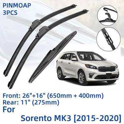 3 шт. для KIA Sorento MK3 2015-2020 26 "16" 11 "передние и задние щетки стеклоочистителя лобовое стекло резак для окон аксессуары 2015 2016 2017 2018 2019 2020