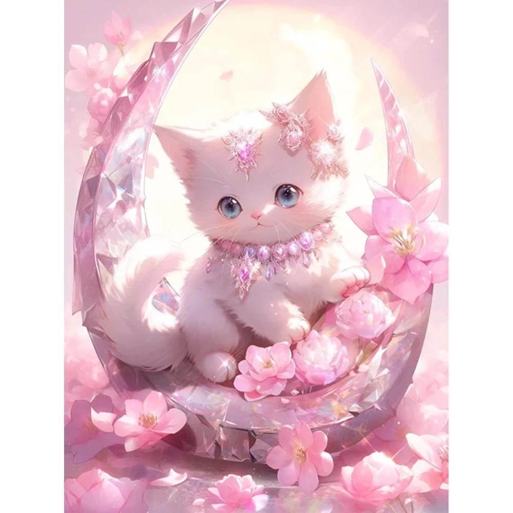 Алмазная картина, полная дрель, милый Санта-Клаус, круглая алмазная живопись, ручная работа, кошка, животное, сделай сам, алмазная мозаика, картина, украшение дома, Рождественский подарок