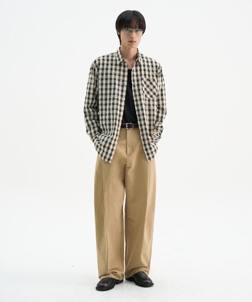 TRIP LE SENS Fw Side Pintuck Curved Pants_Beige