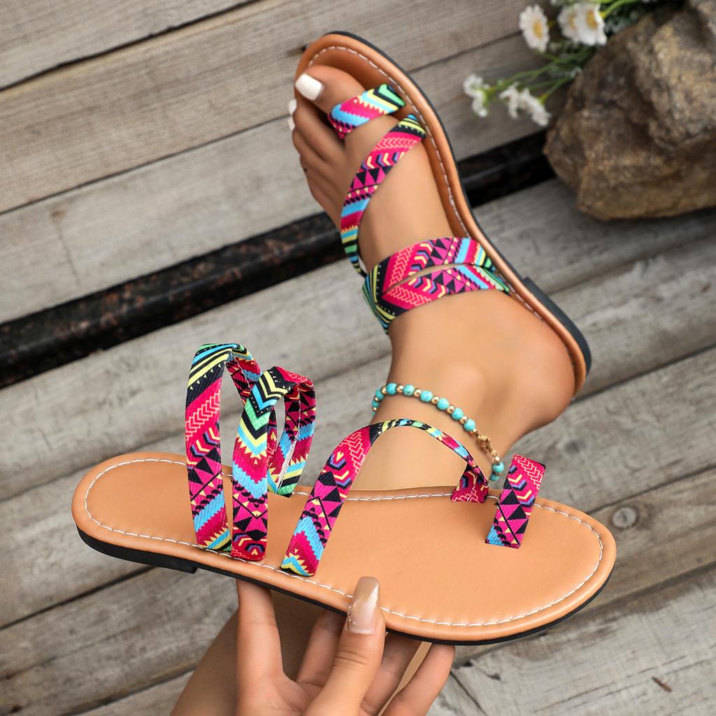 Fashion Women Flat Slippers 2025 New Summer Beach Sandals Trend Fashion Anti-slip Flip Flops Casual Bohemian Slippers Home Slides Women