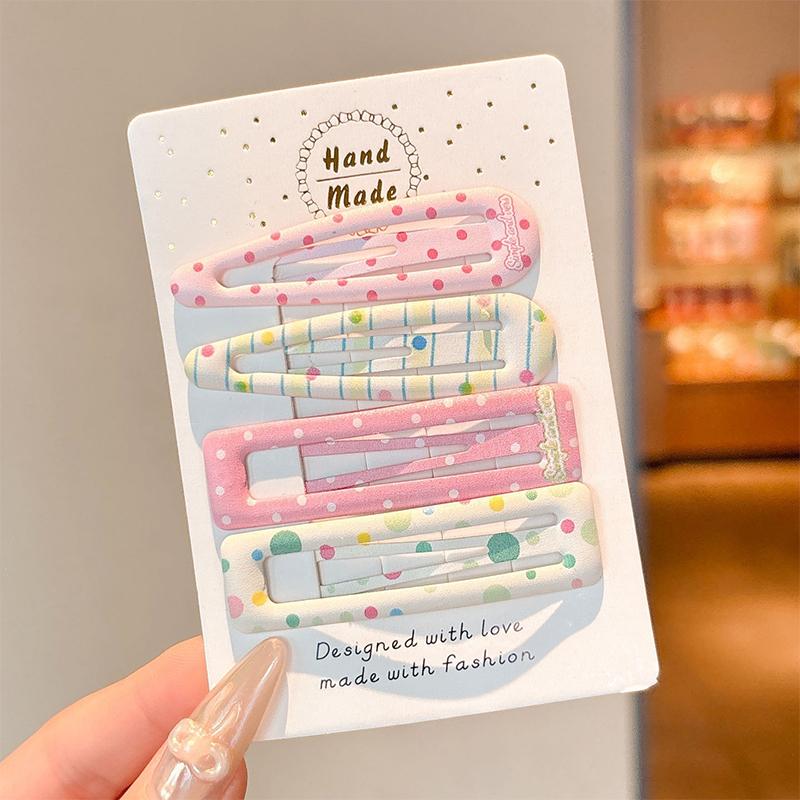 Korean Cute Hair Clips Set for Ladies Polka Dot Sweet Dopamine Kawaii Hair Decor for Girls Daily School Use