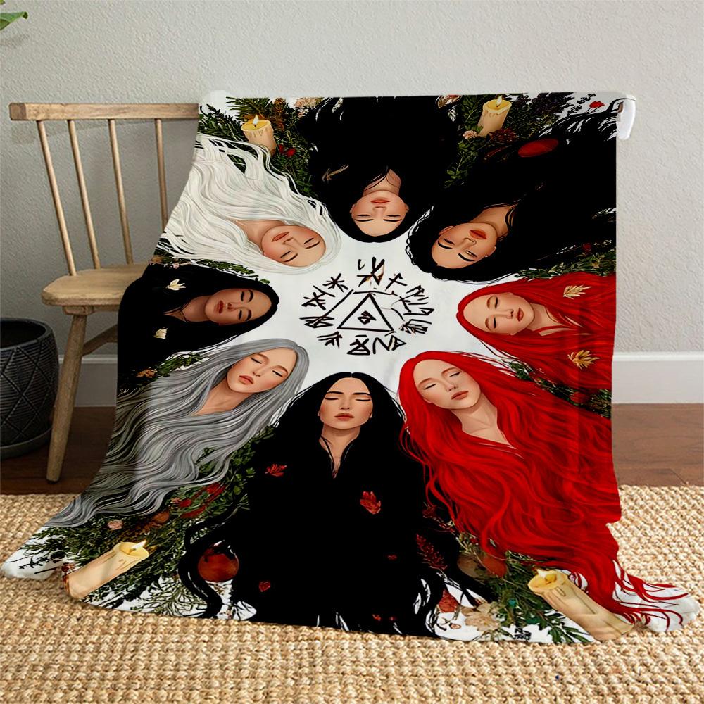 1PC Wicca WitchcraftOutdoor Flannel Blanket - Soft Plush Decor for Picnics, camping, Bedroom, Playroom, Office, or Lunch Break 1288A