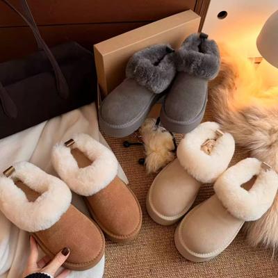 Модные зимние ботинки на толстой подошве, новые женские зимние утепленные и утолщенные пушистые хлопковые ботинки, теплые короткие нескользящие хлопковые ботинки