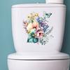 Toilet Sticker Waterproof Butterfly Flower Pattern Sticker Vibrant Color Wall Decal for Home Bathroom