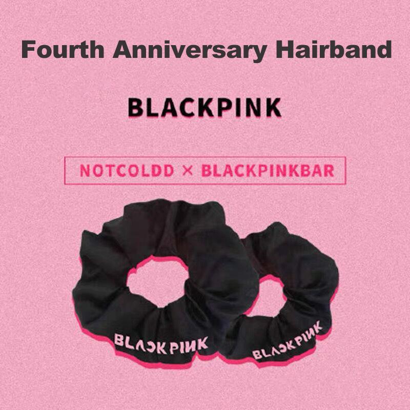 ЧЕРНО-РОЗОВЫЙ ободок для волос в честь четвертой годовщины BP, веревка для волос в том же стиле, сувенирные аксессуары для волос с корейскими звездами