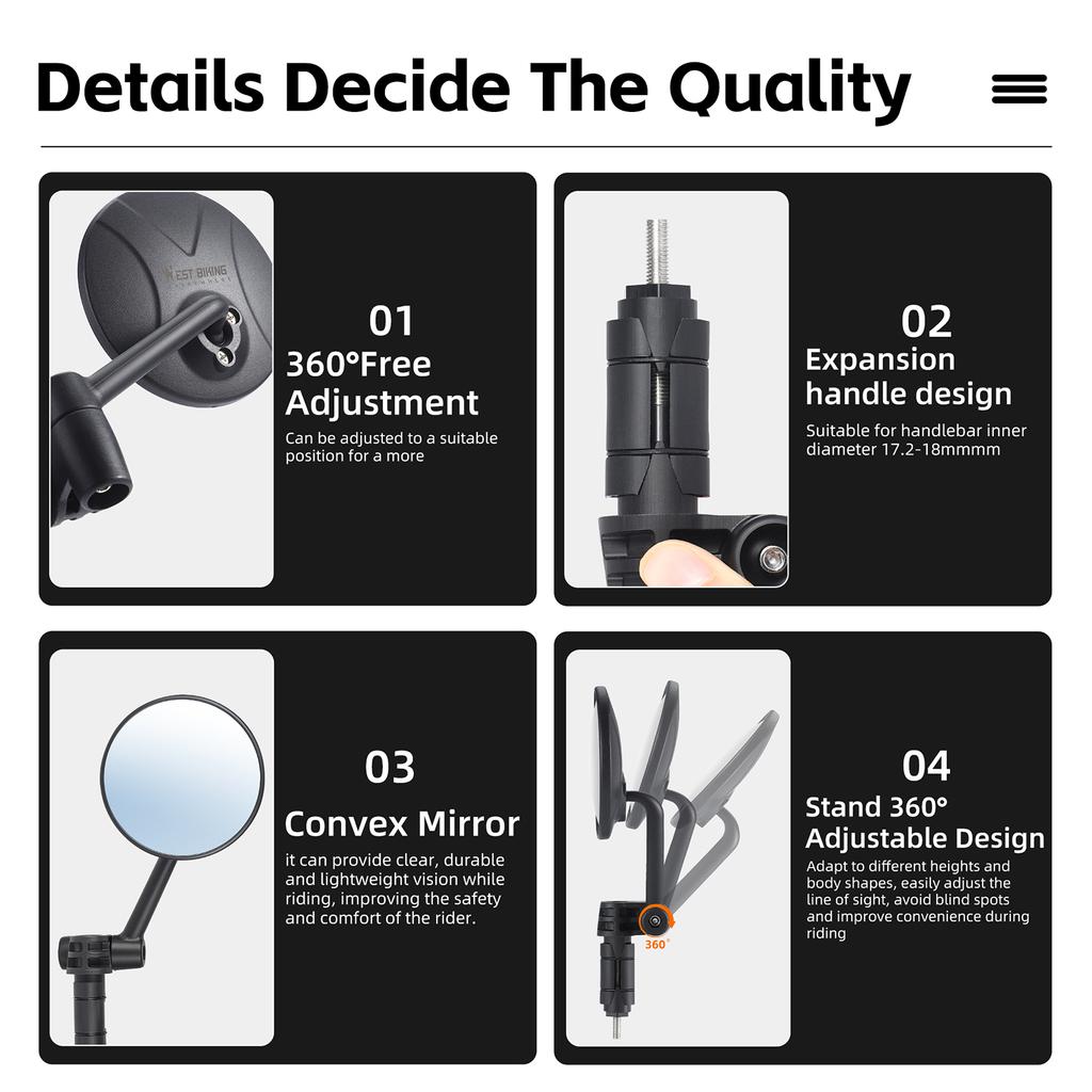 Заглушка на руль велосипеда Зеркало заднего вида Регулируемый руль велосипеда Антибликовое зеркало Складной велосипед