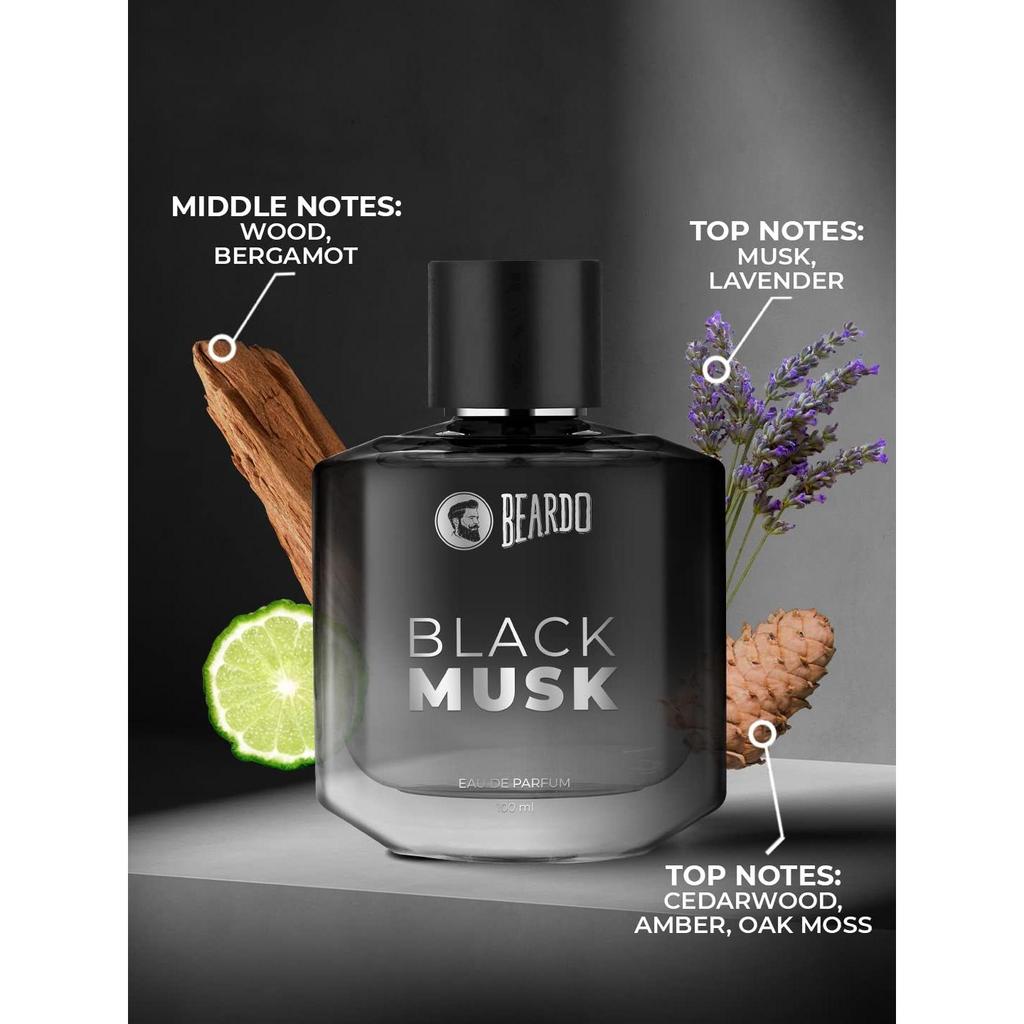 Beardo Черный мускус Eau De Parfum для мужчин, 100 мл | Мускусный, древесный парфюм для мужчин, стойкий |