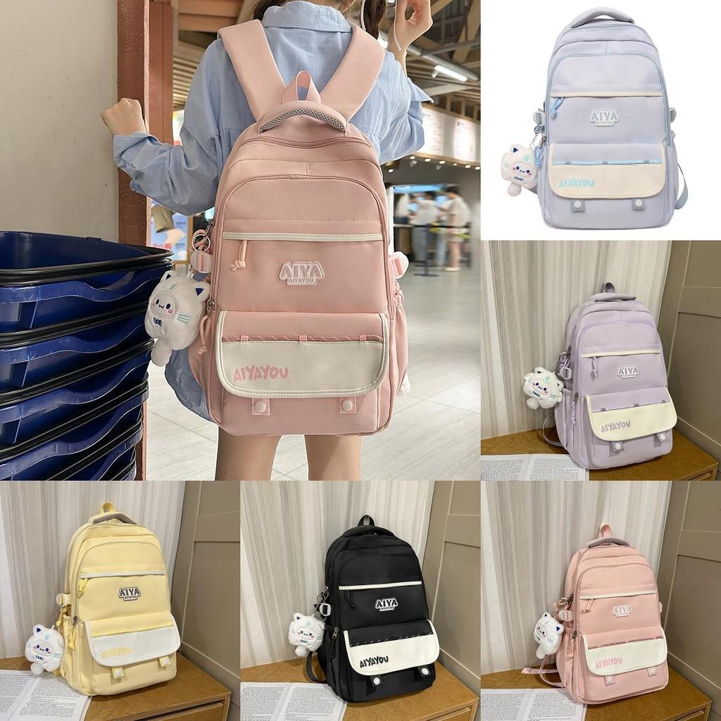 Girls Letter School Backpack Large Capacity Casual Travel Bag For Daily Use