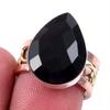 Натуральный черный оникс, драгоценный камень, твердое серебро 925 пробы, ювелирные изделия, двухцветное кольцо, размер 7US i3B46