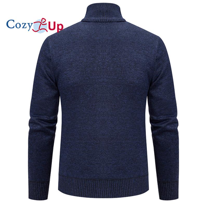 Cozy Up Мужской свитер-кардиган с полной молнией, облегающий вязаный свитер на молнии с карманами