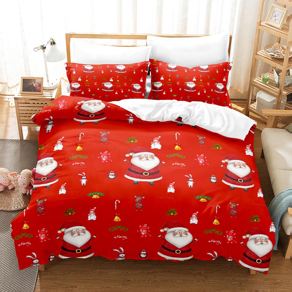 3D Рождественский Постельный Комплект Кинг Квин Размер Пододеяльник Наволочка 2/3шт С Новым Годом Комплект Чехлов Домашний Подарок
