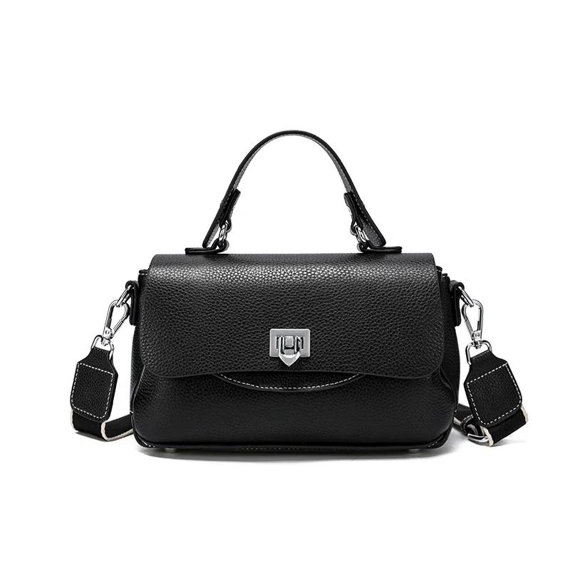 Women's Genuine Cowhide Leather Solid Color Crossbody Bag For Ladies Casual Handbag Luxury Female Messenger Bag Accessories