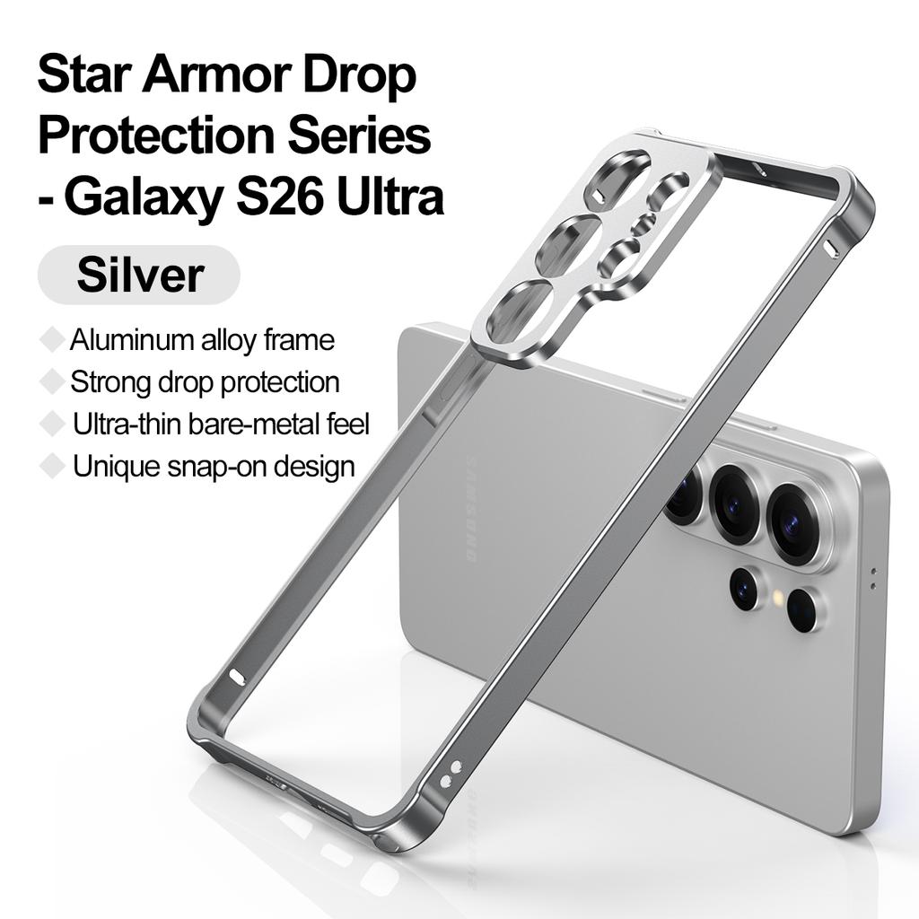 Металлическая рама из алюминиевого сплава с ощущением голого металла, защита камеры, чехол для телефона для Samsung Galaxy S26 Ultra S25 S24 Fe, противоударное покрытие на четырех углах