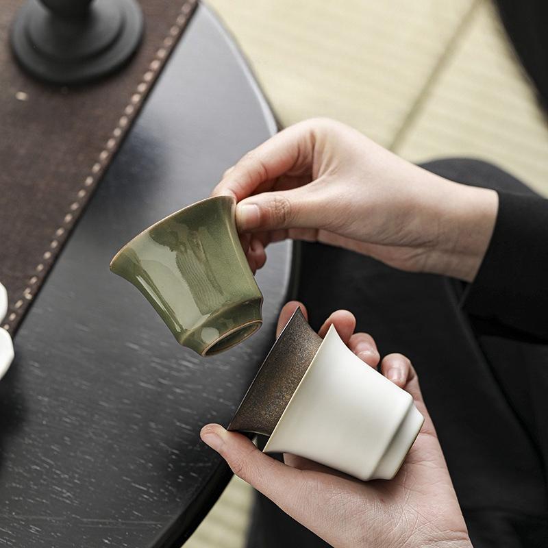 Сине-белый набор чашек для чая гунфу | Чашки из дехуаского фарфора ручной работы - Ароматная/дегустационная чашка | Индивидуальные чашки для дегустации чая