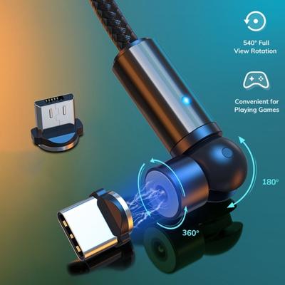 Магнитный кабель Micro-USB Type-c для быстрой зарядки, вращающийся на 540 градусов, с поддержкой QC3.0