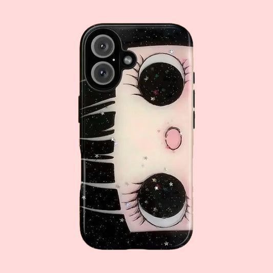 Clmj Чехол для телефона BIG EYES COMIC GIRL для iPhone 17 16e 16 15 14 13 12 11 X XS XR XSMAX 7 8 Air Pro Max Plus Роскошный Двухслойный