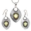 Lemon Topaz Gemstone Mother's Day Jewelry Pendant Earring Set