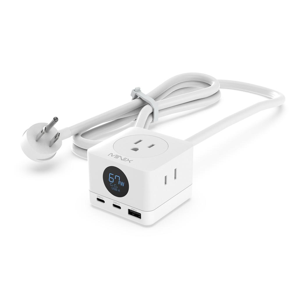 67W 6-в-1 Удлинитель с 2 * + 1 * портом быстрой зарядки USB-A и 3* выходными разъемами AC типа US С сертификатами TUV US, FCC, VI